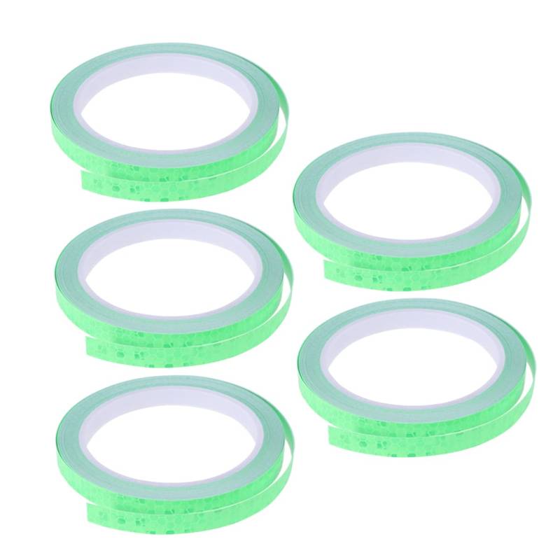 BELLIFFY 5st Fahrrad Reflektierendes Band Warnstreifen Aufkleber Fahrrad Leuchtendes Klebeband Reflektierendes Sicherheitsband Reflektierendes Felgenband Reflektierendes Warnband Green von BELLIFFY