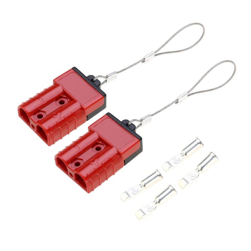 BELLIFFY 8 Stück Batterie Schnellkupplung Set 50 A Inklusive 2 Anschlussstecker 4 Klemmen Und 2 Kappen Für Bergungswinden Anhänger Kabelbaum Stecker Und Batterieanschlussklemmen von BELLIFFY