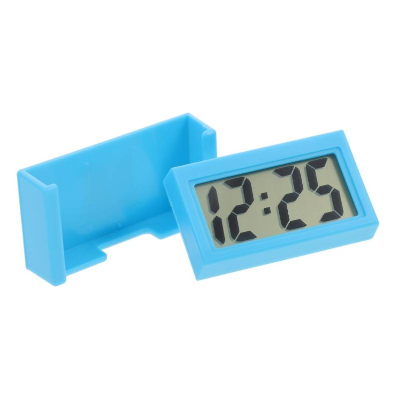 BELLIFFY Leise Tischuhr Fahrzeugklebeuhr automatische Uhr Autouhr Uhr für Auto Dash Kleine Digitale Uhr Auto Armaturenbrett Uhr standuhr Fahrzeug Digitaluhr Mini-Digitaluhr Plastik Sky-Blue von BELLIFFY