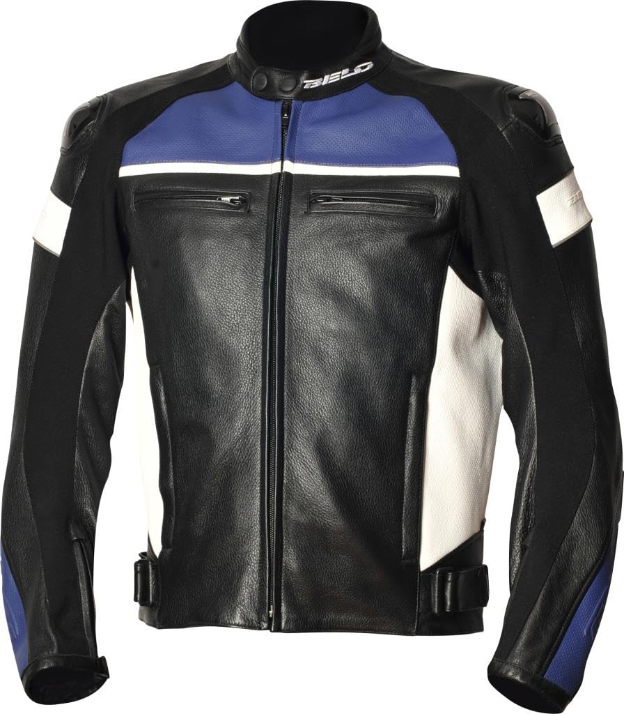 BELO MILANO Damenlederjacke schwarz/blau/weiss 38 von BELO