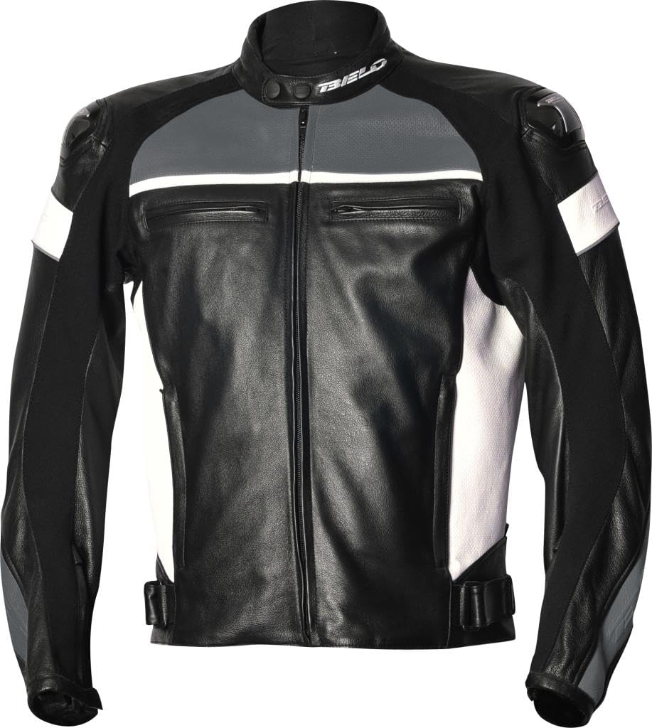 BELO MILANO Lederjacke schwarz/anthr/weiss 52 von BELO