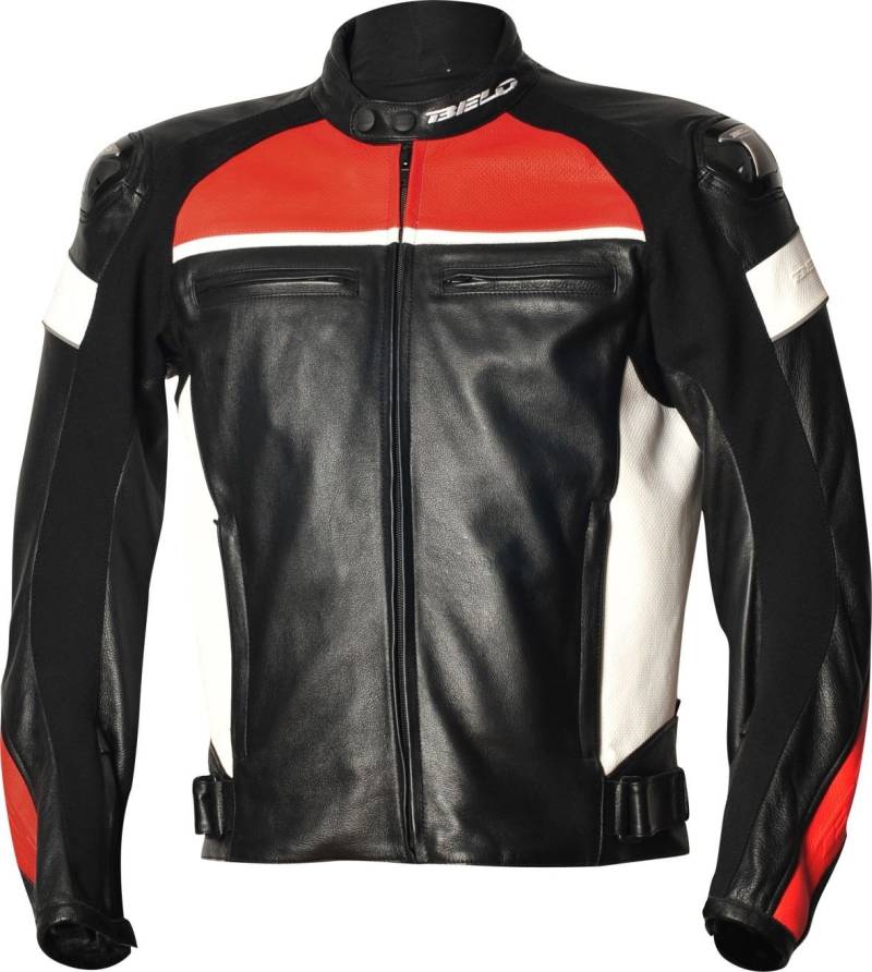 BELO MILANO Lederjacke schwarz/rot/weiss 48 von BELO