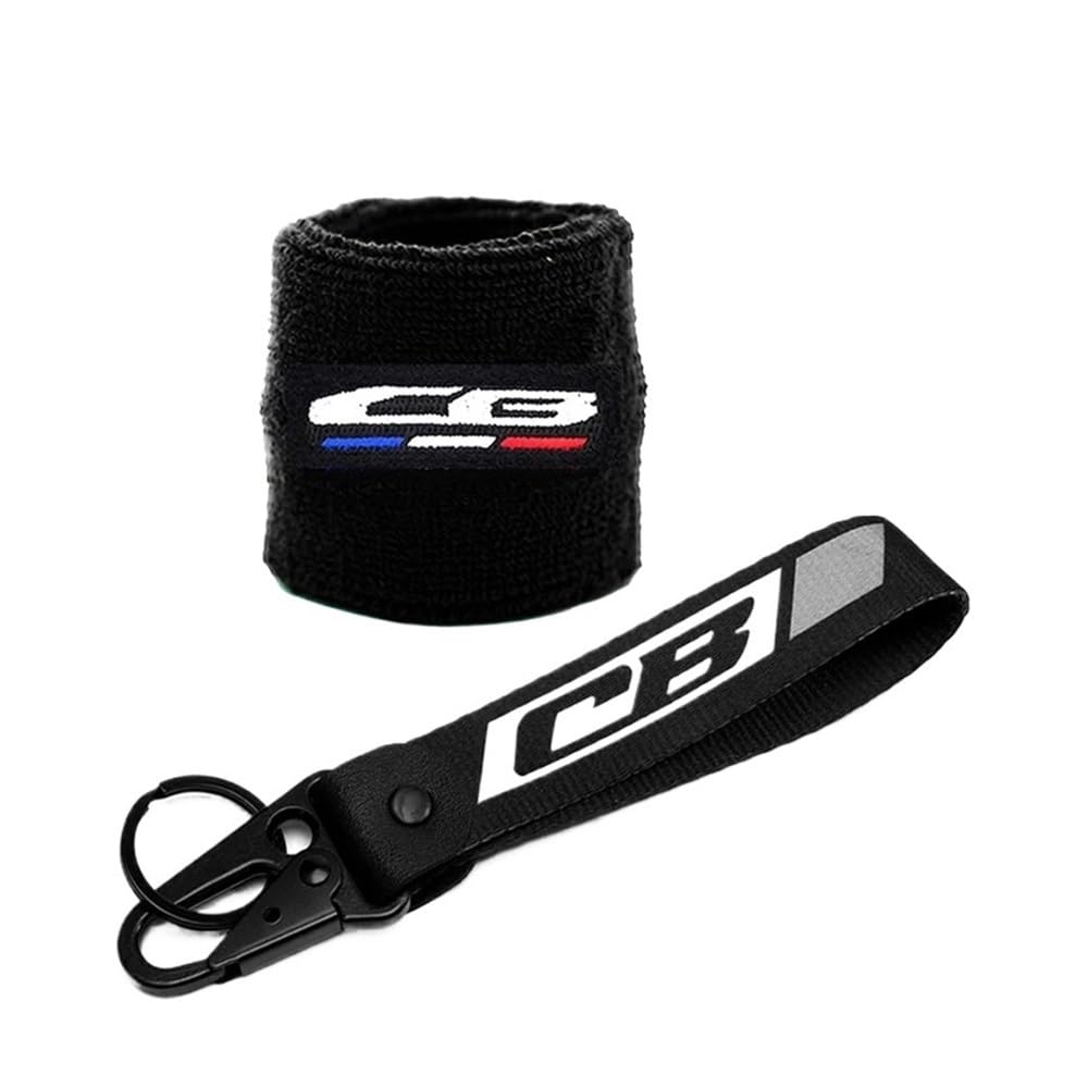 Schutz Bremsflüssigkeitsbehälters Motorrad Für Africa Twin CB CBR 650R Motorrad Bremsöl Flüssigkeit Reservoir Cup Socke Socken Abdeckung Hülle Ärmel Und Schlüsselanhänger Schlüsselanhänger von BELWEIS