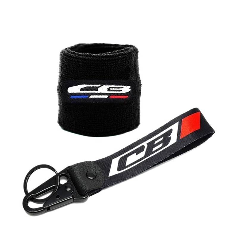 Schutz Bremsflüssigkeitsbehälters Motorrad Für Africa Twin CB CBR 650R Motorrad Bremsöl Flüssigkeit Reservoir Cup Socke Socken Abdeckung Hülle Ärmel Und Schlüsselanhänger Schlüsselanhänger von BELWEIS