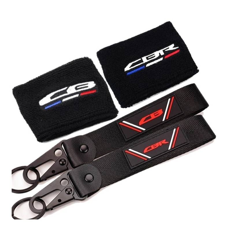 Schutz Bremsflüssigkeitsbehälters Motorrad Für Africa Twin CB CBR 650R Motorrad Bremsöl Flüssigkeit Reservoir Cup Socke Socken Abdeckung Hülle Ärmel Und Schlüsselanhänger Schlüsselanhänger von BELWEIS