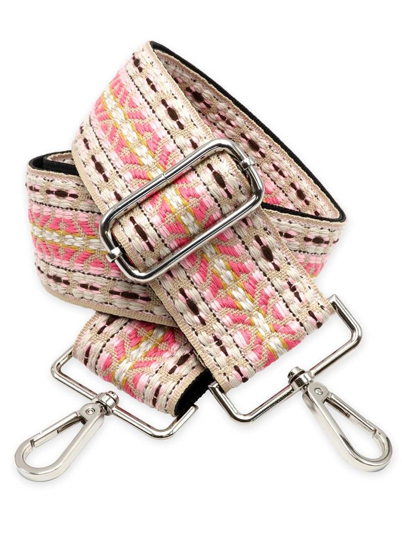 BENAVA Taschengurt Rosa Beige Schulterriemen für Taschen 75-135cm mit Karabiner in Farbe Silber | Schultergurt für Taschen mit Strickmuster als Ersatz für Taschenhenkel Taschenriemen Taschenkette von BENAVA