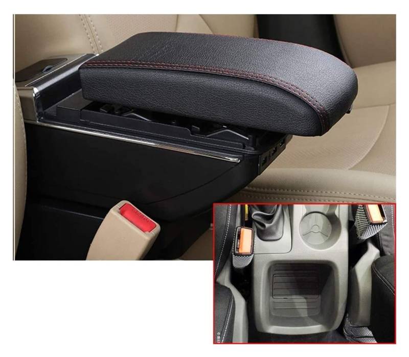 Mittelkonsolen Für Kfz Für F&ord Focus 2 MK2 2009-2012 Auto Armlehne Box Center Console Zubehör Ladefunktion mit 7 USB Ports eingebaut Hell Armlehnen(Schwarz) von BENELKZAFA