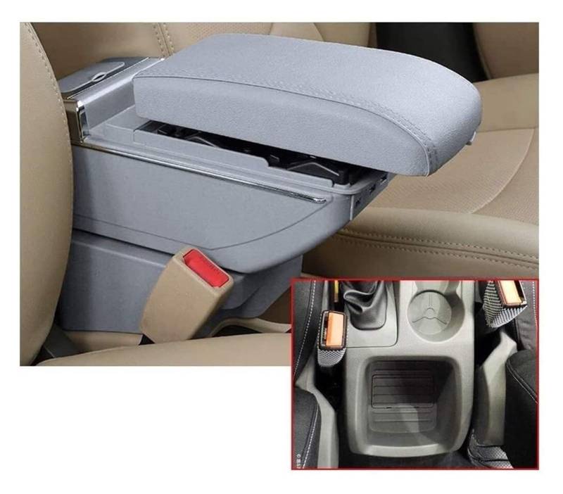 Mittelkonsolen Für Kfz Für F&ord Focus2 2009-2011 Auto Armlehne Box Center Conseole Steigung Ladefunktion Mit 7 USB Ports Eingebaut Hell Armlehnen(Grey) von BENELKZAFA