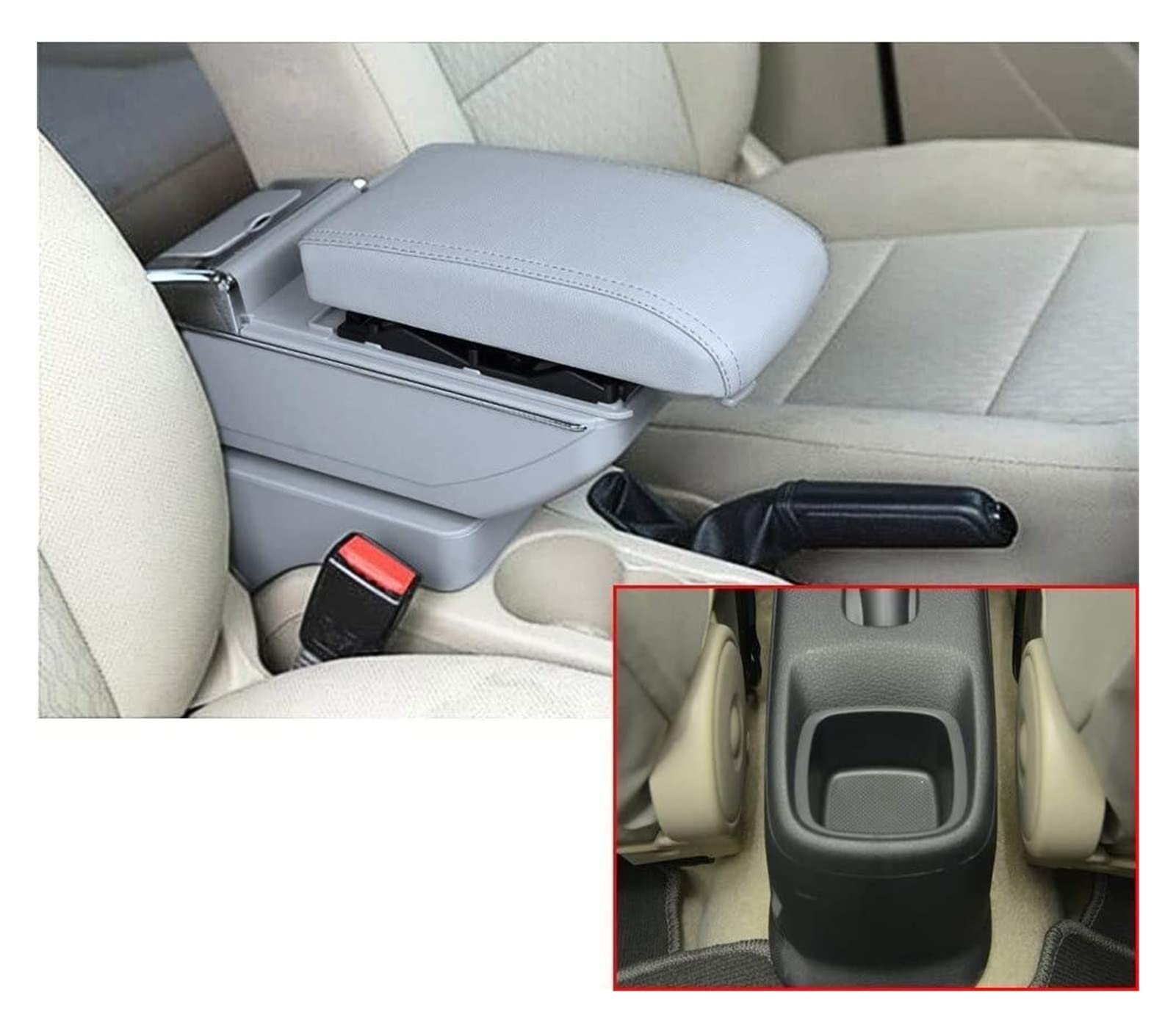 Mittelkonsolen Für Kfz Für S&uzuki SX4 2006-2018 Auto Armlehne Box Center Console Zubehör Arm Rest Integriert Hell Armlehnen(Grey) von BENELKZAFA