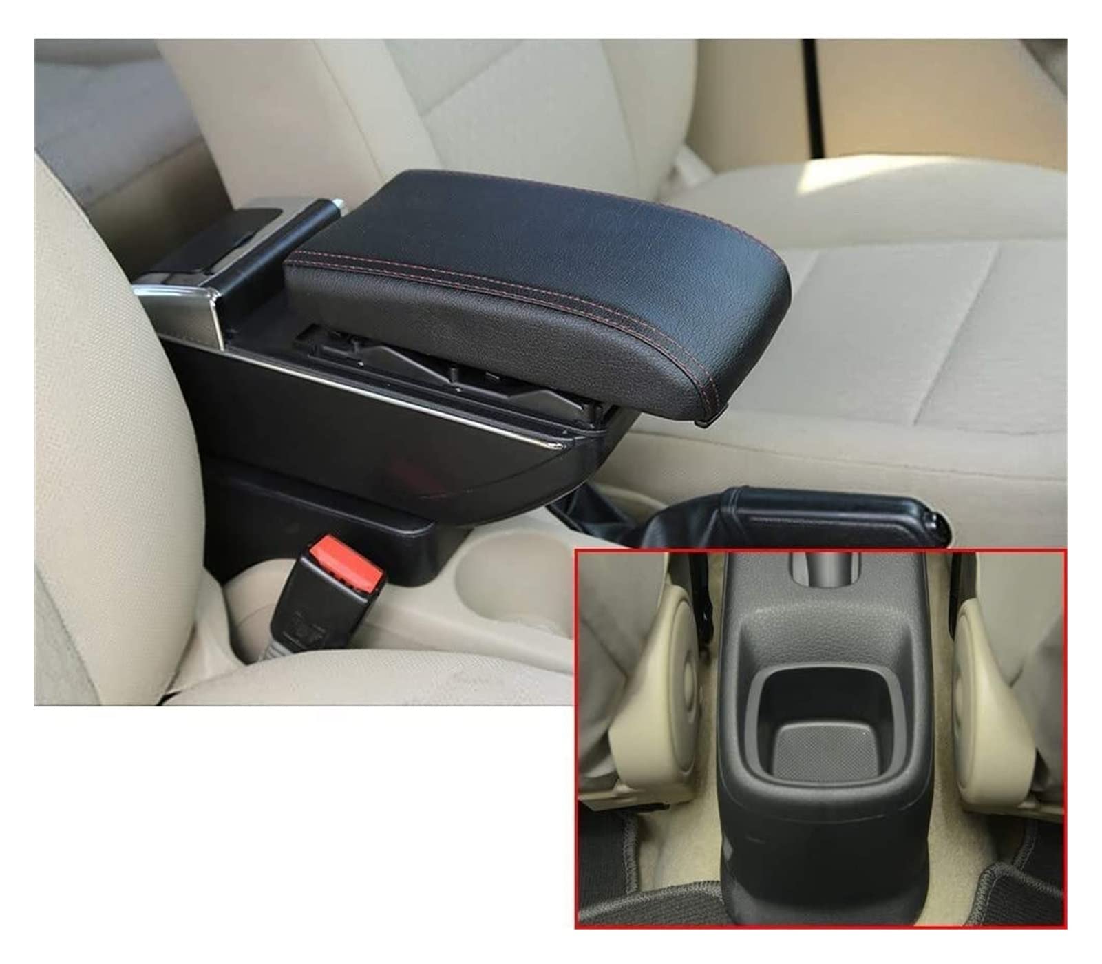 Mittelkonsolen Für Kfz Für S&uzuki SX4 2006-2018 Auto Armlehne Box Center Console Zubehör Arm Rest Integriert Hell Armlehnen(Schwarz) von BENELKZAFA