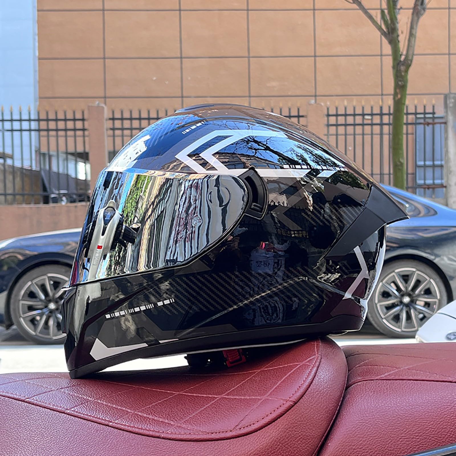 Integralhelm Für Motorradfahrer, ECE-Geprüfter Motorradhelm Mit Zwei Antibeschlag-Visieren, Modularer Integralhelm Für Männer Und Frauen C,M=57-58CM von BENSIMPB