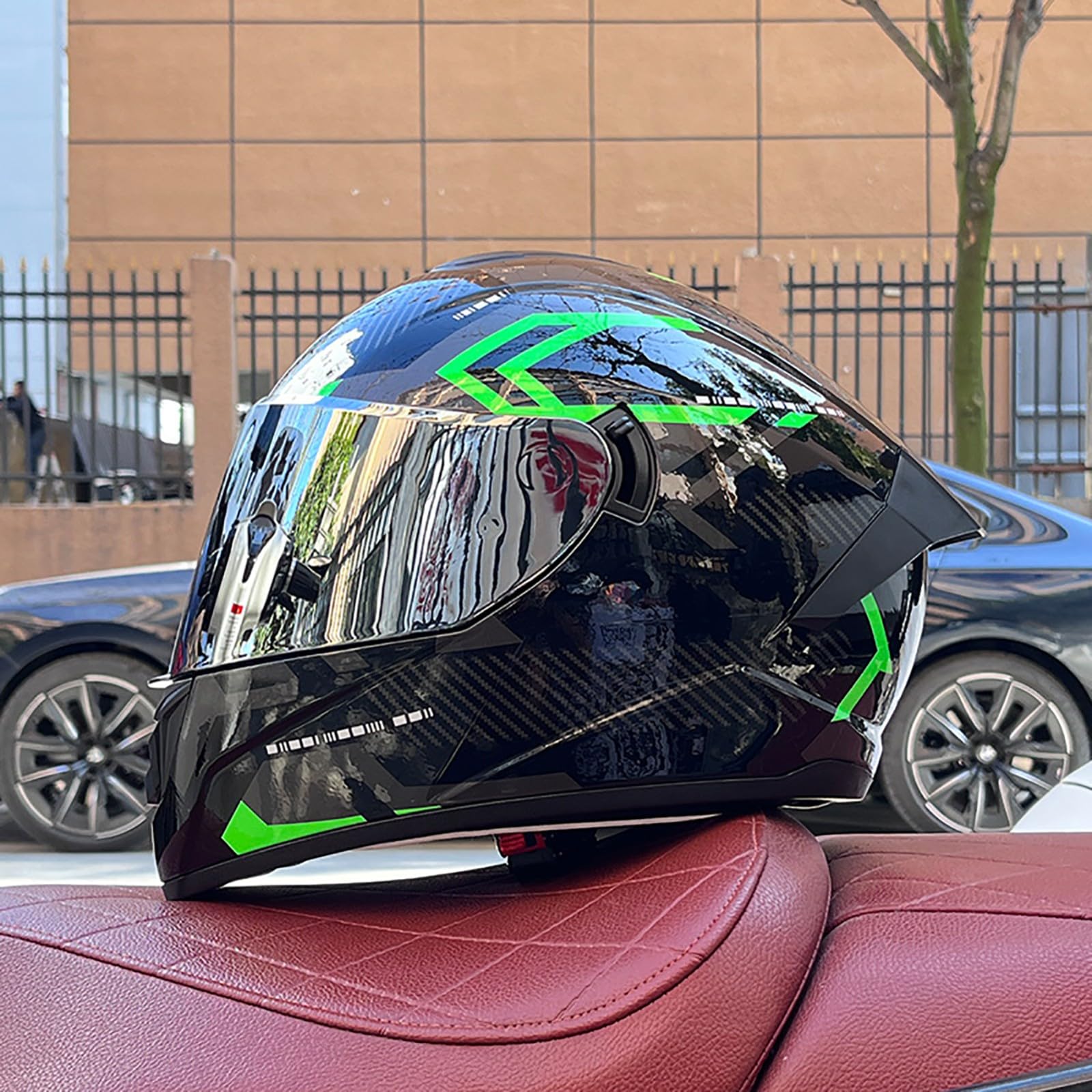 Integralhelm Für Motorradfahrer, ECE-Geprüfter Motorradhelm Mit Zwei Antibeschlag-Visieren, Modularer Integralhelm Für Männer Und Frauen D,M=57-58CM von BENSIMPB