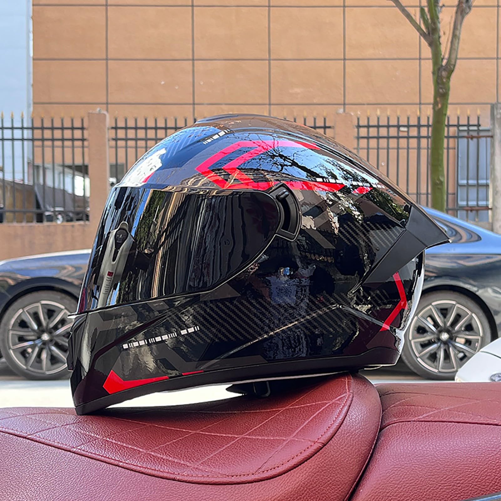 Integralhelm Für Motorradfahrer, ECE-Geprüfter Motorradhelm Mit Zwei Antibeschlag-Visieren, Modularer Integralhelm Für Männer Und Frauen E,M=57-58CM von BENSIMPB