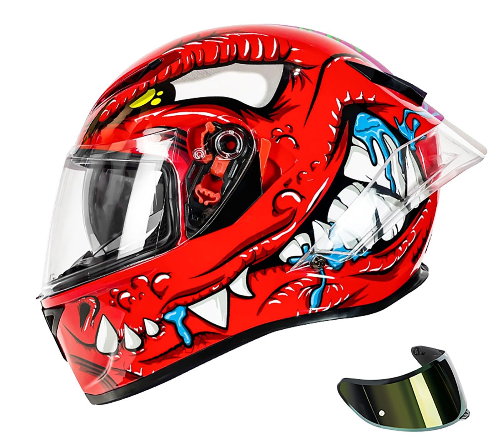 Integralhelm Für Motorradfahrer, Für Erwachsene, Männer Und Frauen, ECE-Geprüfter, Hochklappbarer Modularer Motorradhelm, Motorrad-Moped-Straßenrad-Sturzhelm C,XL=61-62CM von BENSIMPB