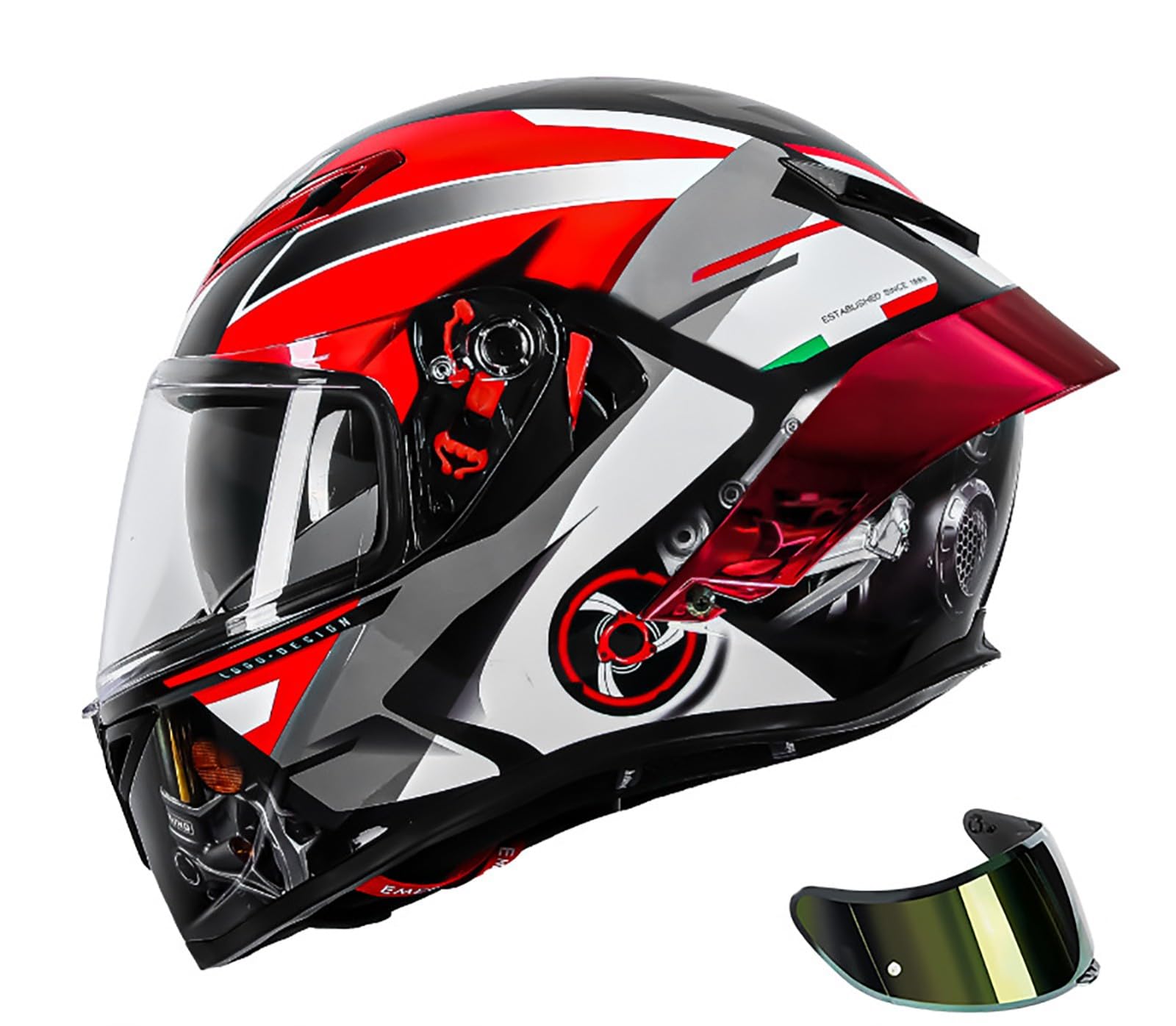 Integralhelm Für Motorradfahrer, Für Erwachsene, Männer Und Frauen, ECE-Geprüfter, Hochklappbarer Modularer Motorradhelm, Motorrad-Moped-Straßenrad-Sturzhelm G,L=59-60CM von BENSIMPB