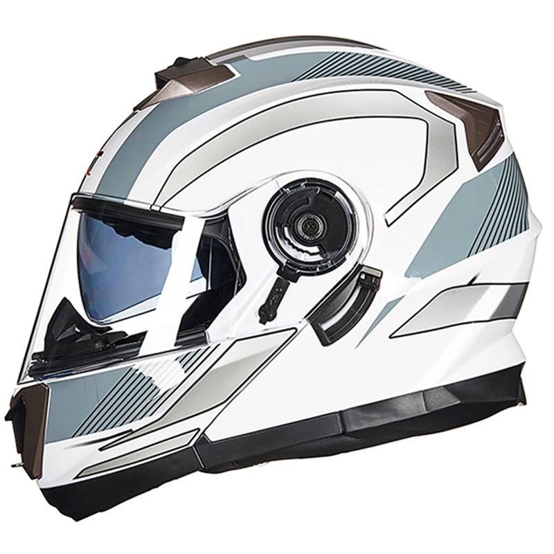 Integralhelm mit Klappmechanismus, modularer Motorradhelm, DOT/ECE-geprüft, Doppelvisier, Straßenfahrradhelm, Crash-Scooter-Helme für Erwachsene, Männer und Frauen B,L=58-59CM von BENSIMPB