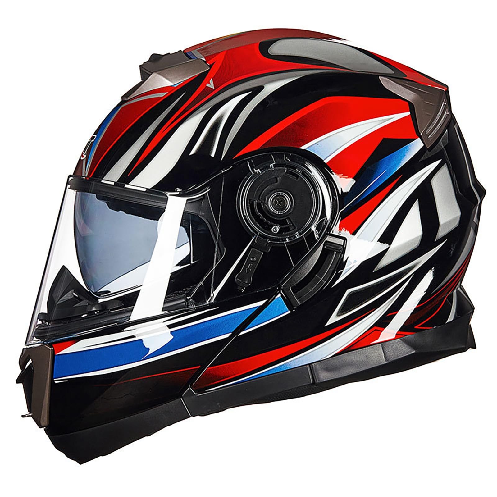 Integralhelm mit Klappmechanismus, modularer Motorradhelm, DOT/ECE-geprüft, Doppelvisier, Straßenfahrradhelm, Crash-Scooter-Helme für Erwachsene, Männer und Frauen F,L=58-59CM von BENSIMPB