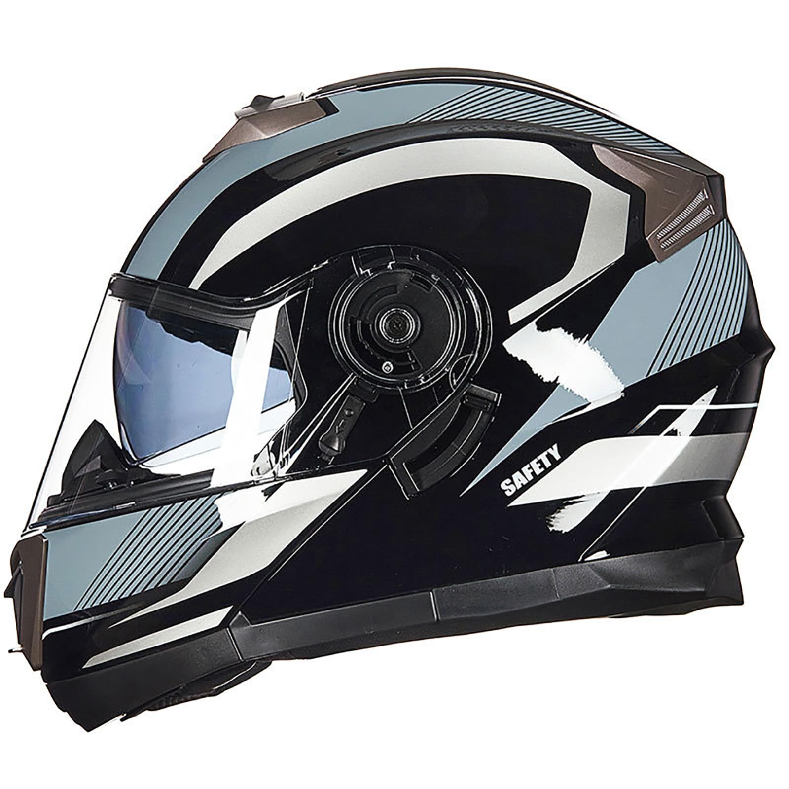 Integralhelm mit Klappmechanismus, modularer Motorradhelm, DOT/ECE-geprüft, Doppelvisier, Straßenfahrradhelm, Crash-Scooter-Helme für Erwachsene, Männer und Frauen G,L=58-59CM von BENSIMPB