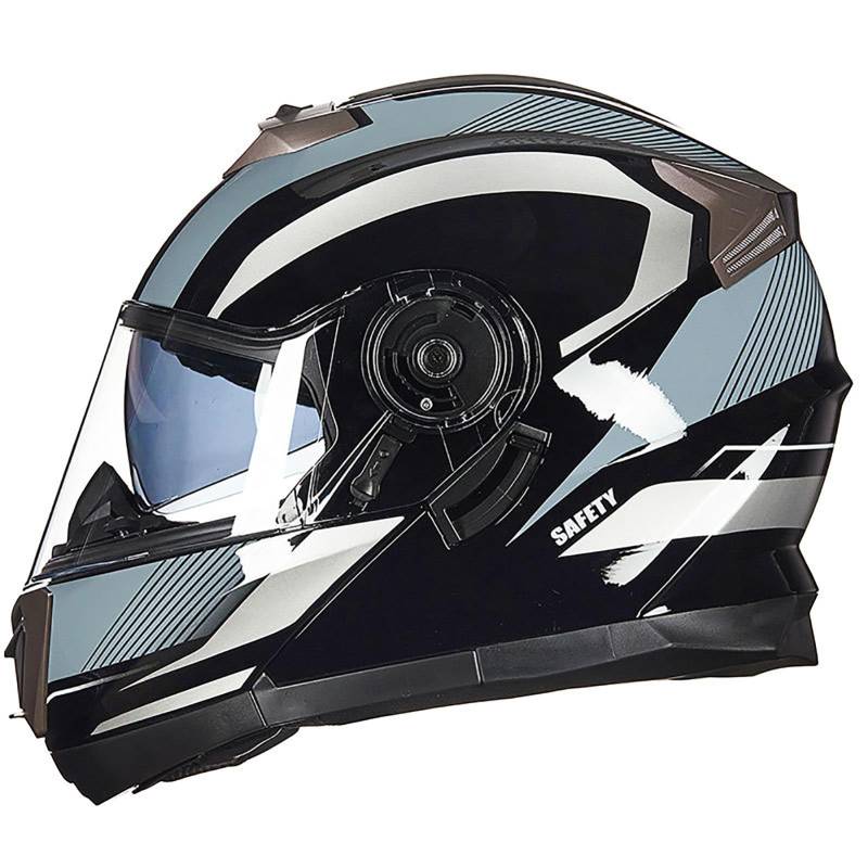 Integralhelm mit Klappmechanismus, modularer Motorradhelm, DOT/ECE-geprüft, Doppelvisier, Straßenfahrradhelm, Crash-Scooter-Helme für Erwachsene, Männer und Frauen G,L=60-62CM von BENSIMPB