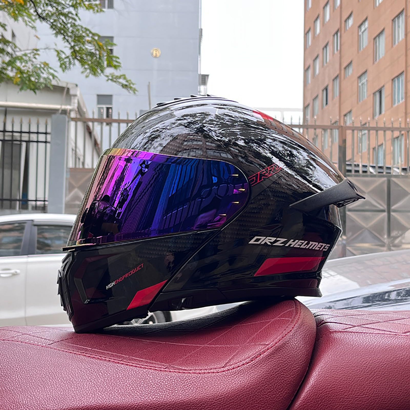 Klappbarer Modularer Motorradhelm Für Erwachsene, Integralhelm Mit Doppellinse Und Antibeschlag-Doppelsonnenblende, ECE-Geprüft, Für Männer Und Frauen B,L=57-58CM von BENSIMPB