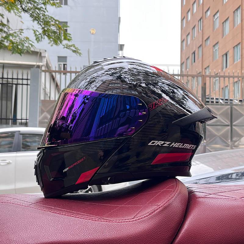 Klappbarer Modularer Motorradhelm Für Erwachsene, Integralhelm Mit Doppellinse Und Antibeschlag-Doppelsonnenblende, ECE-Geprüft, Für Männer Und Frauen B,M=55-56CM von BENSIMPB