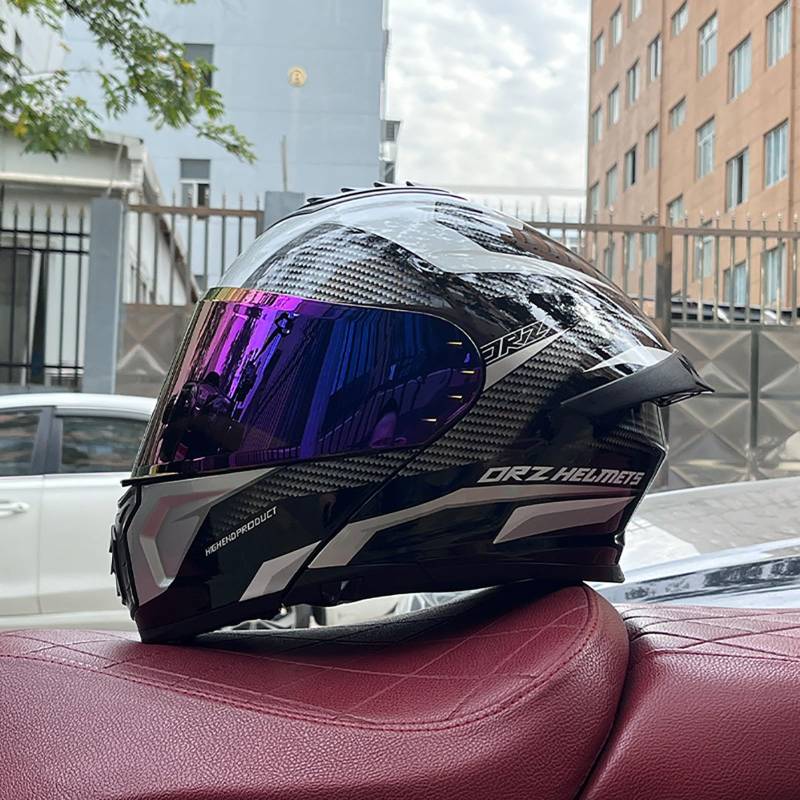 Klappbarer Modularer Motorradhelm Für Erwachsene, Integralhelm Mit Doppellinse Und Antibeschlag-Doppelsonnenblende, ECE-Geprüft, Für Männer Und Frauen C,L=57-58CM von BENSIMPB