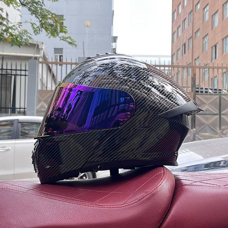 Klappbarer Modularer Motorradhelm Für Erwachsene, Integralhelm Mit Doppellinse Und Antibeschlag-Doppelsonnenblende, ECE-Geprüft, Für Männer Und Frauen D,M=55-56CM von BENSIMPB