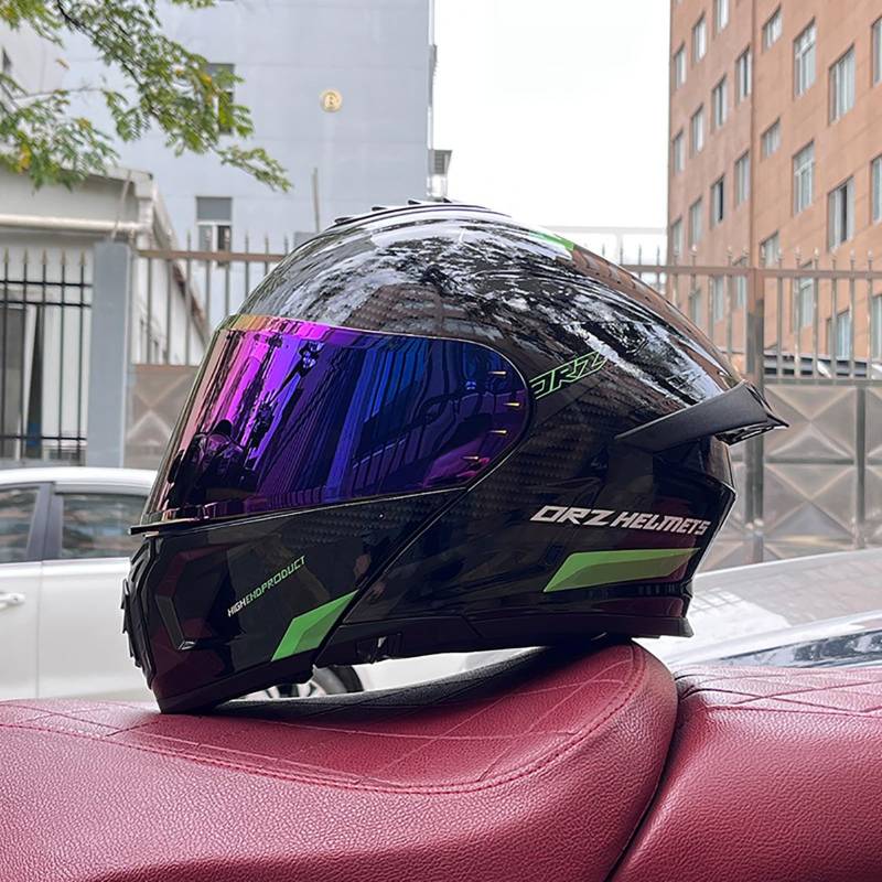 Klappbarer Modularer Motorradhelm Für Erwachsene, Integralhelm Mit Doppellinse Und Antibeschlag-Doppelsonnenblende, ECE-Geprüft, Für Männer Und Frauen E,L=57-58CM von BENSIMPB