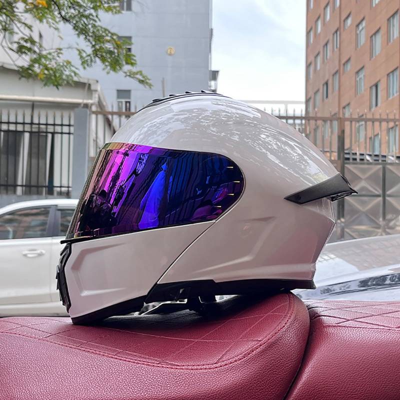 Klappbarer Modularer Motorradhelm Für Erwachsene, Integralhelm Mit Doppellinse Und Antibeschlag-Doppelsonnenblende, ECE-Geprüft, Für Männer Und Frauen G,L=57-58CM von BENSIMPB