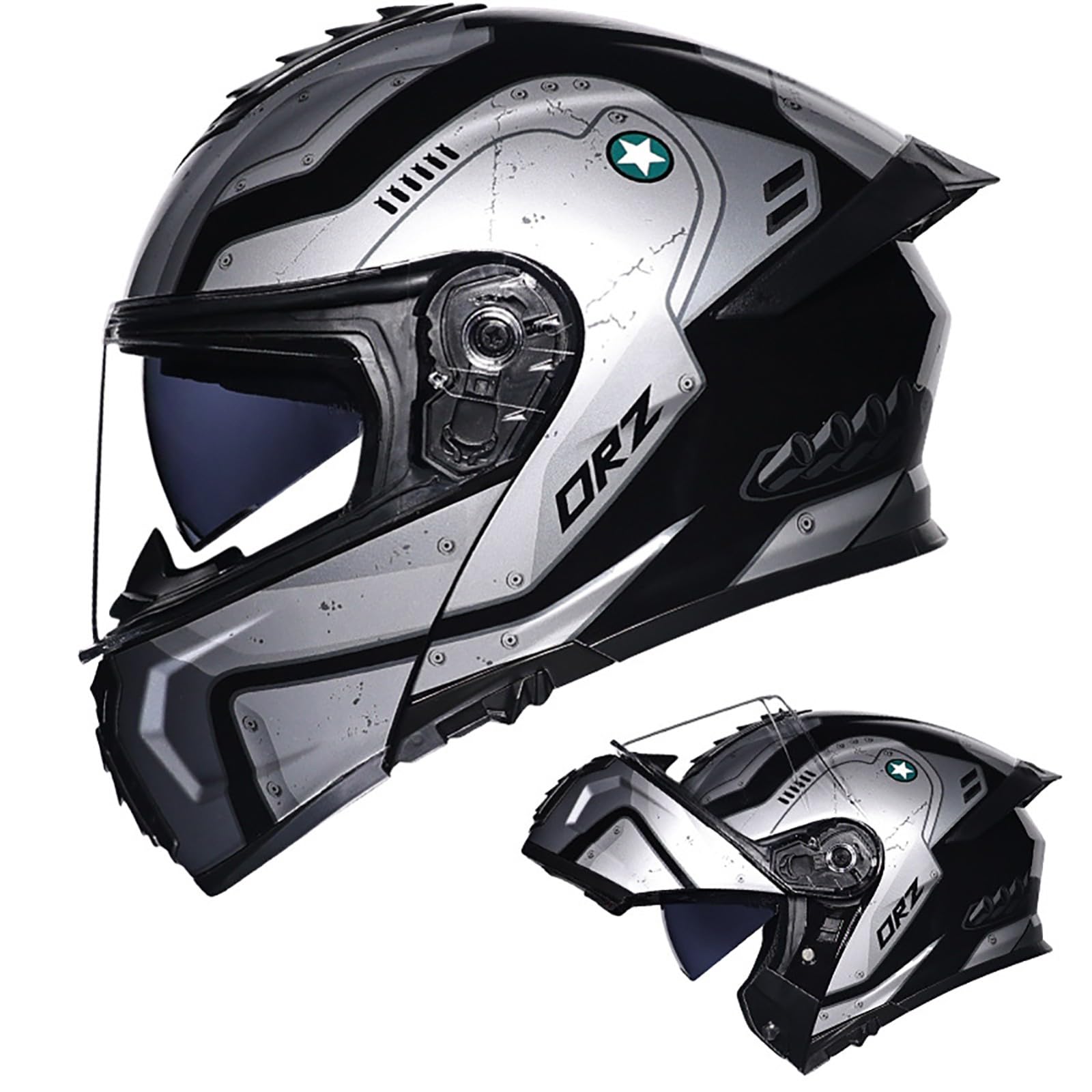 Klapphelme Für Motorräder, Modulare Helme, DOT/ECE-Zertifizierter Integralhelm, Rollerhelm, Sturzhelm, Doppeltes Antibeschlagvisier, Ideal Für Männer Und Frauen A,M=55-56CM von BENSIMPB