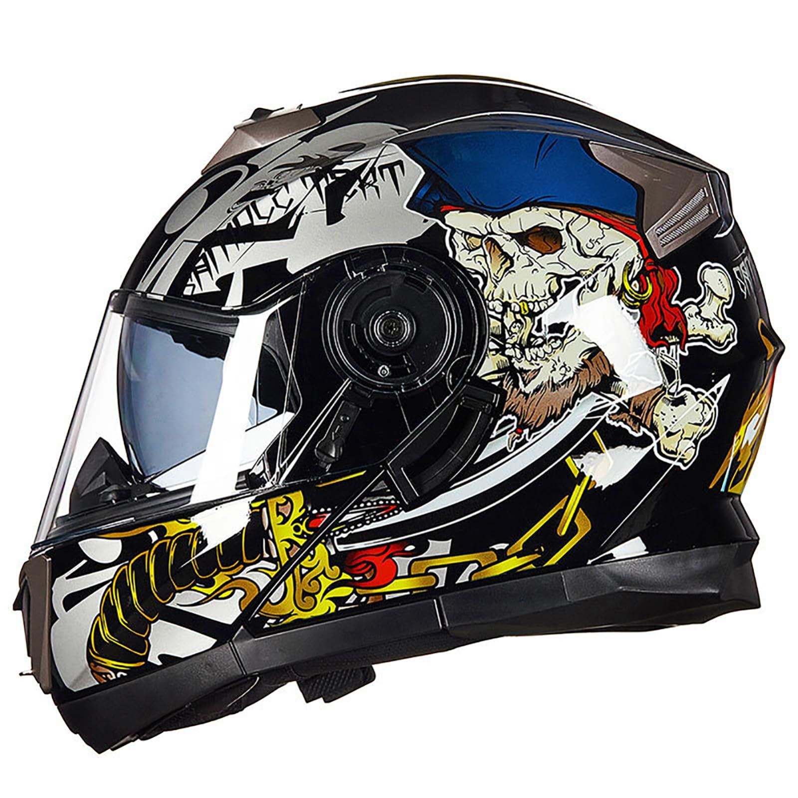 Modularhelm Motorrad-Modulhelm DOT/ECE-Geprüfter Integralhelm Mit Integriertem Klapphelm Und Doppelvisier Crash Scooter-Helme Für Erwachsene Männer Frauen E,M=55-57CM von BENSIMPB