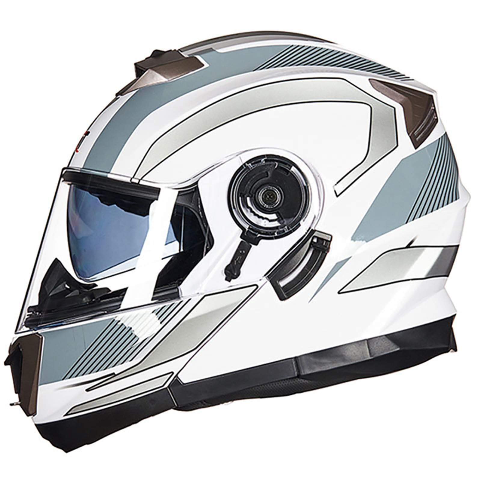 Modularhelm Motorrad-Modulhelm DOT/ECE-Geprüfter Integralhelm Mit Integriertem Klapphelm Und Doppelvisier Crash Scooter-Helme Für Erwachsene Männer Frauen G,L=58-59CM von BENSIMPB