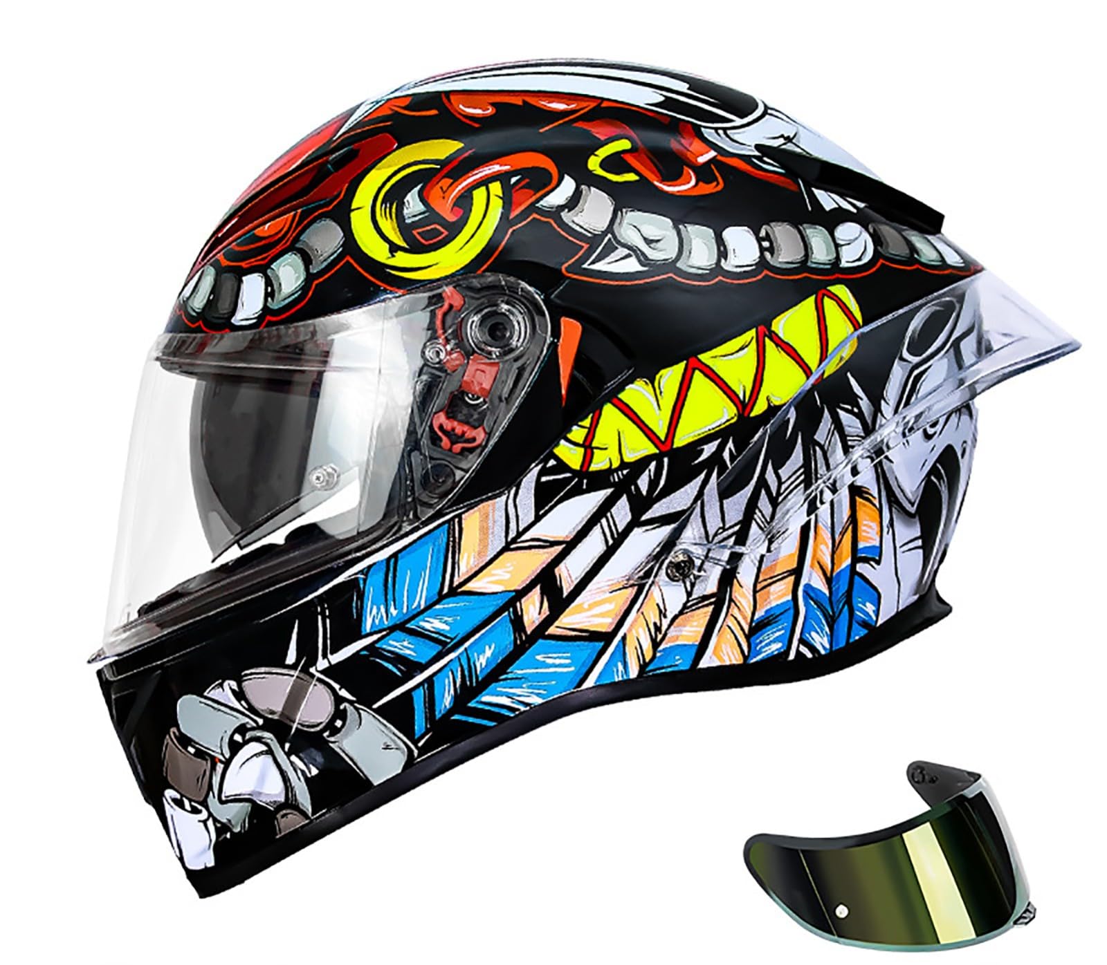 Motorradhelm Integralhelm Klapphelm ECE-Geprüfter Motocrosshelm Geeignet Für Alle Jahreszeiten Sturzhelm Für Erwachsene Männer Frauen B,L=59-60CM von BENSIMPB