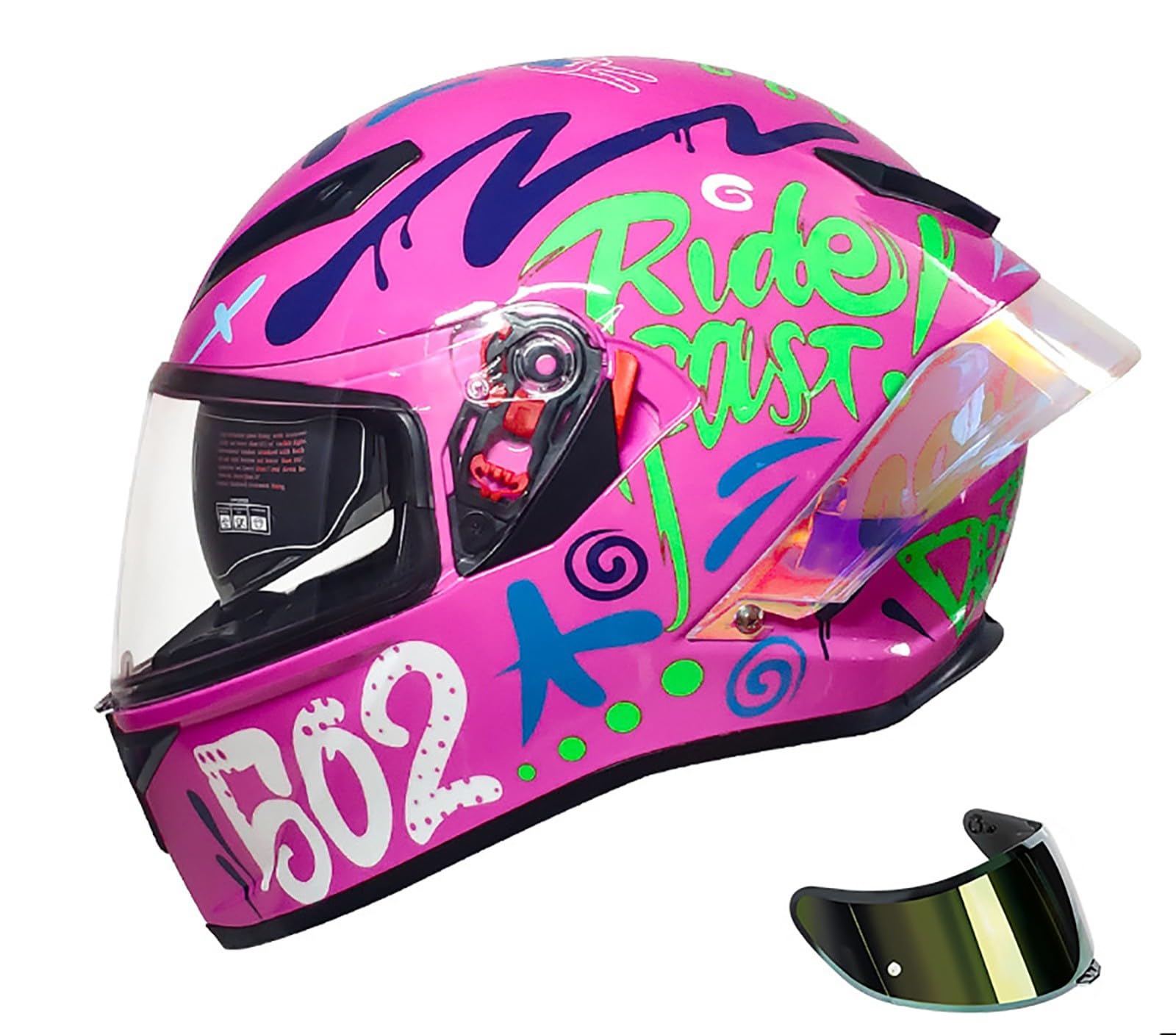 Motorradhelm Integralhelm Klapphelm ECE-Geprüfter Motocrosshelm Geeignet Für Alle Jahreszeiten Sturzhelm Für Erwachsene Männer Frauen D,M=57-58CM von BENSIMPB