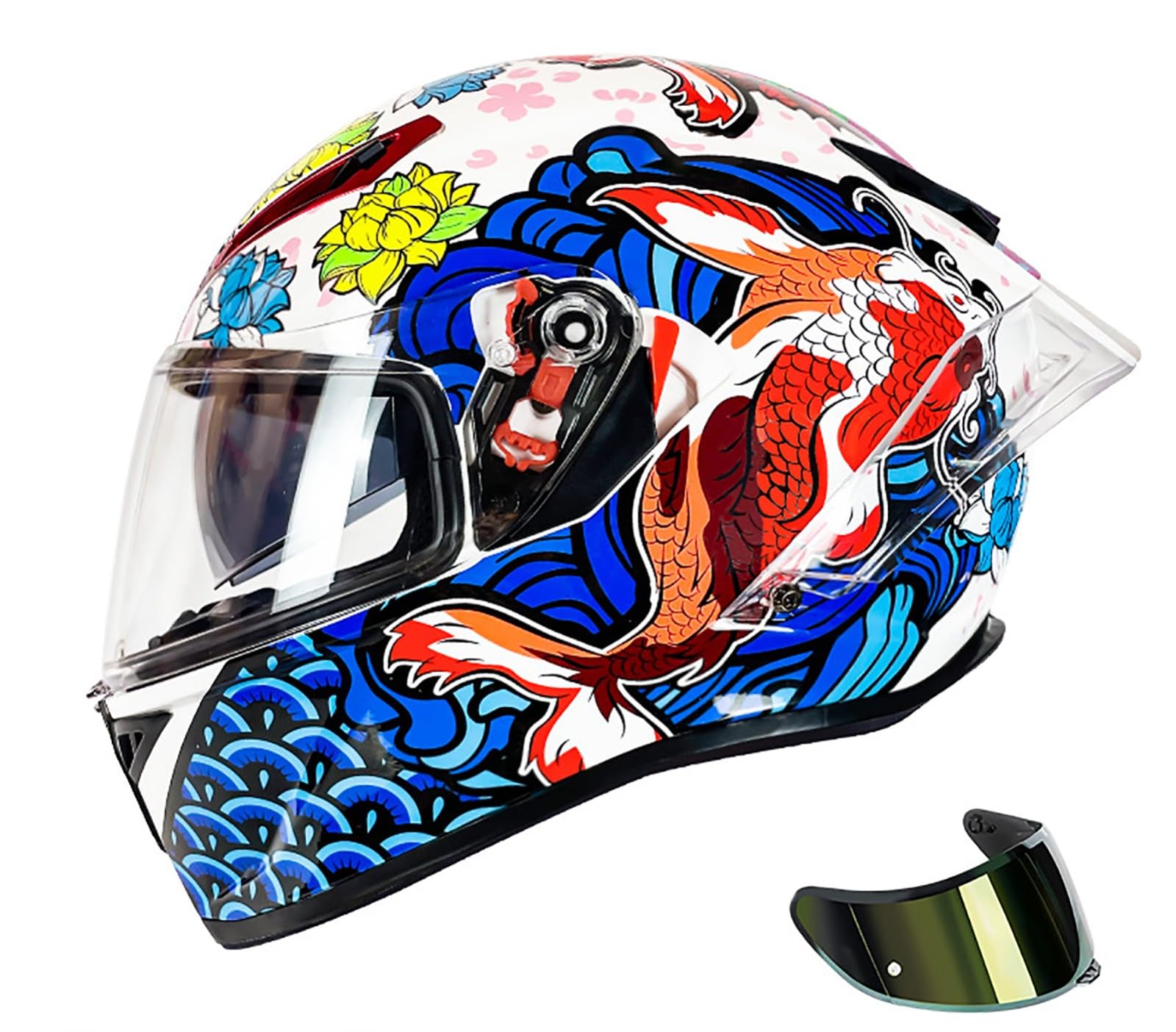 Motorradhelm Integralhelm Klapphelm ECE-Geprüfter Motocrosshelm Geeignet Für Alle Jahreszeiten Sturzhelm Für Erwachsene Männer Frauen G,L=59-60CM von BENSIMPB