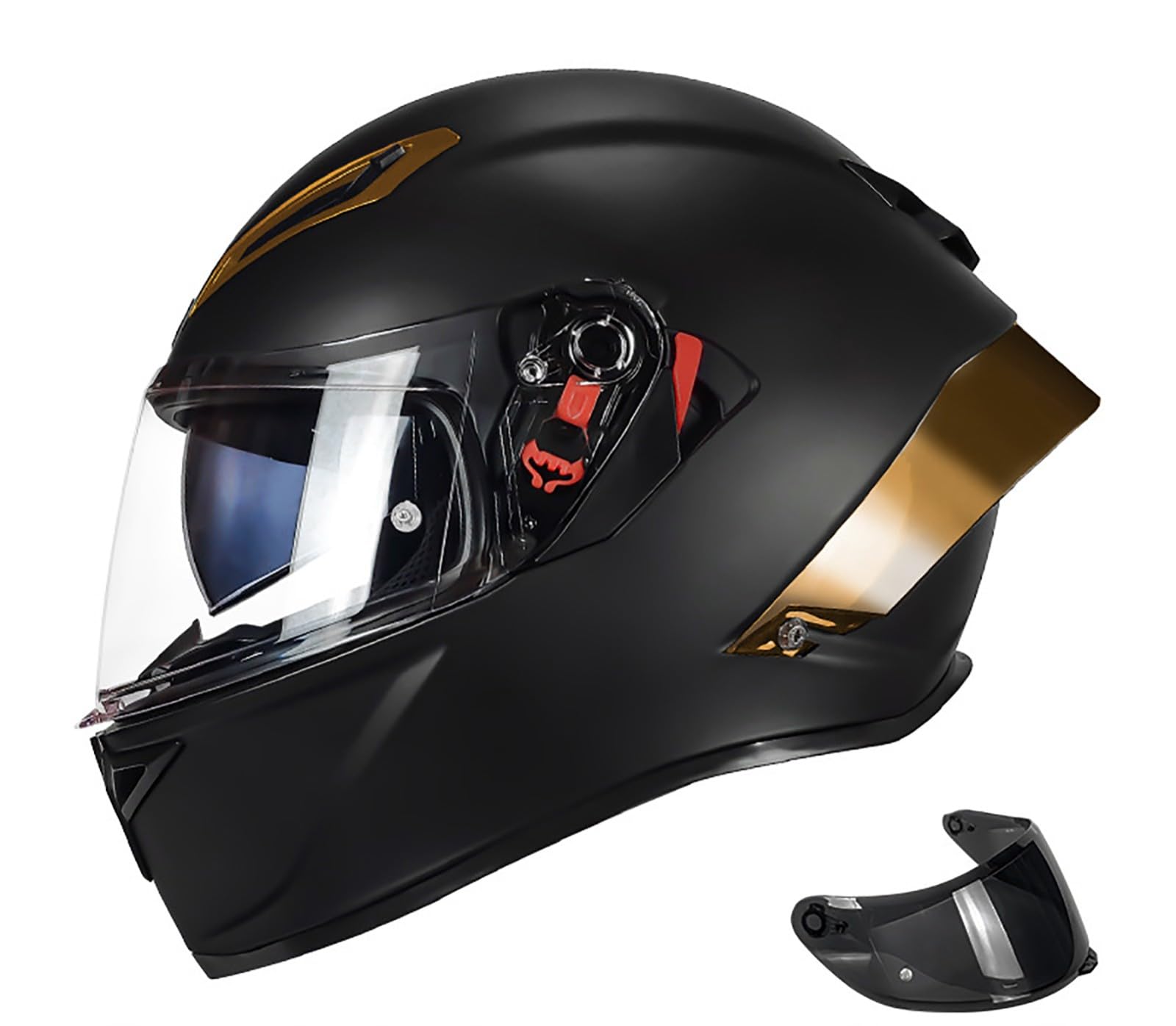 Motorradhelm Klapphelm Doppellinsenhelm Abnehmbares Innenfutter Modularhelme ECE-Geprüft Straßenhelm Mit Verstellbarer Schnellverschlussschnalle A,L=59-60CM von BENSIMPB