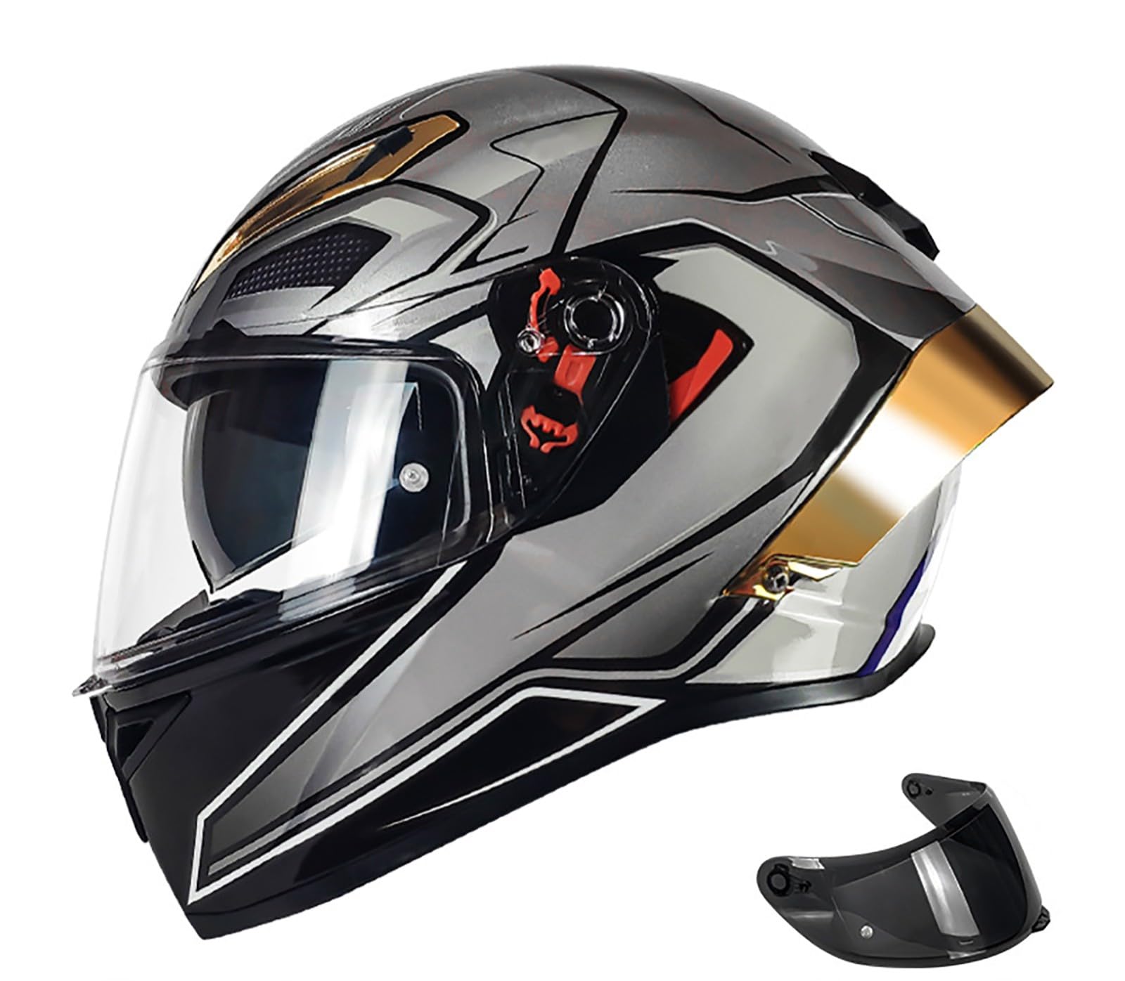 Motorradhelm Klapphelm Doppellinsenhelm Abnehmbares Innenfutter Modularhelme ECE-Geprüft Straßenhelm Mit Verstellbarer Schnellverschlussschnalle B,L=59-60CM von BENSIMPB