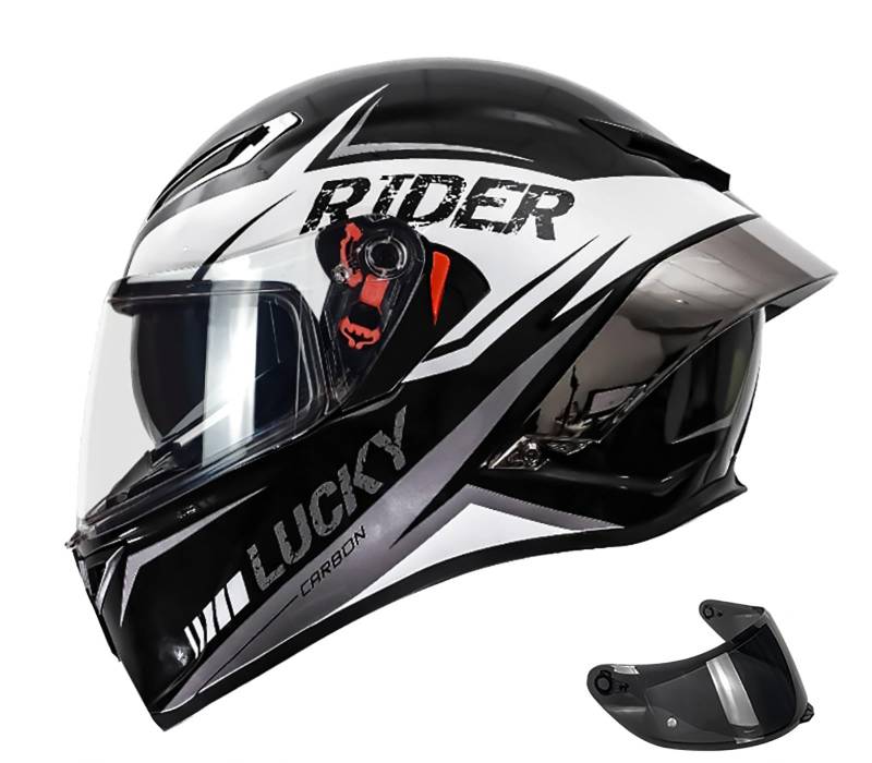 Motorradhelm Klapphelm Doppellinsenhelm Abnehmbares Innenfutter Modularhelme ECE-Geprüft Straßenhelm Mit Verstellbarer Schnellverschlussschnalle C,L=59-60CM von BENSIMPB