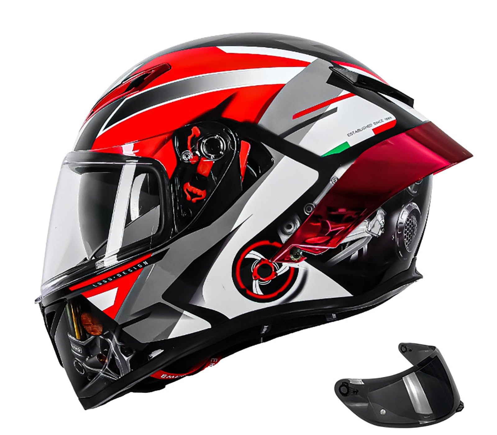 Motorradhelm Klapphelm Doppellinsenhelm Abnehmbares Innenfutter Modularhelme ECE-Geprüft Straßenhelm Mit Verstellbarer Schnellverschlussschnalle F,L=59-60CM von BENSIMPB