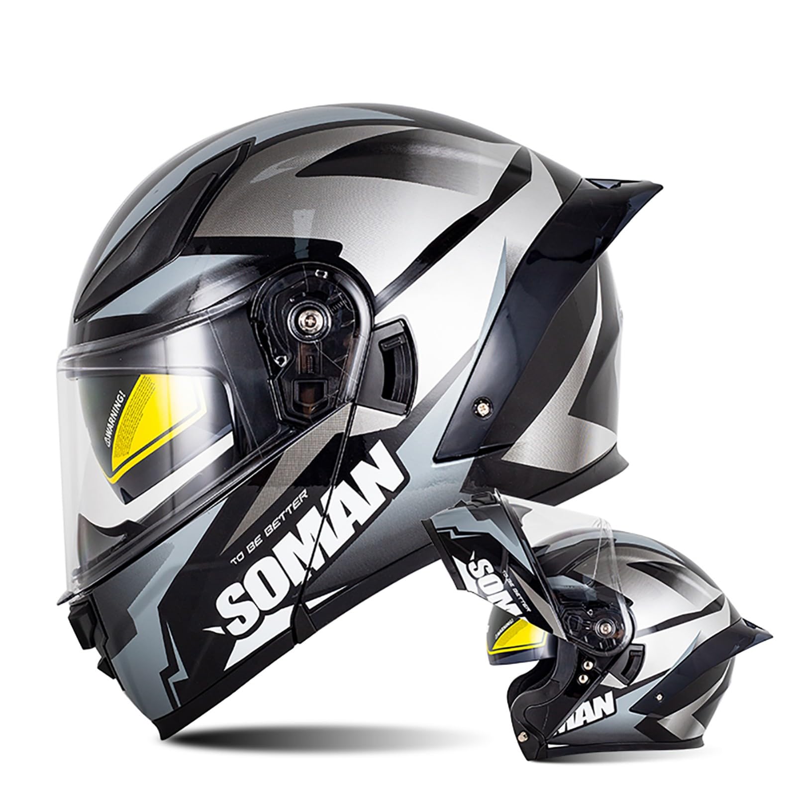 Motorradhelm Klapphelm Integralhelm ECE Zertifiziert, Robuster Motorrad Helm, Rollerhelm Sturzhelm Mit Doppelvisier, Damen Herren Erwachsene B,M=57-58CM von BENSIMPB