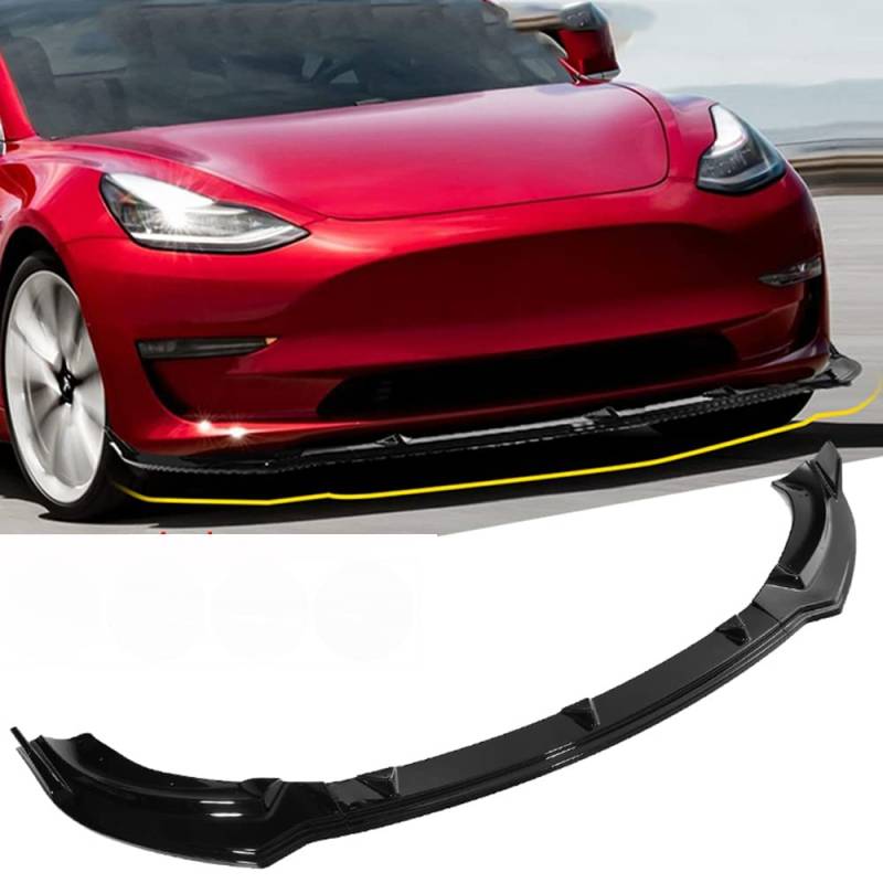 BENSOI Frontstoßstange Lip Bodykit für Tesla Model Y 2020-2023, Auto ABS Frontstoßstange Frontspoiler Verkleidung Schutz Splitter Spoiler Außenzubehör Frontschürze Lip Spoiler Splitter Body Kit,Black von BENSOI