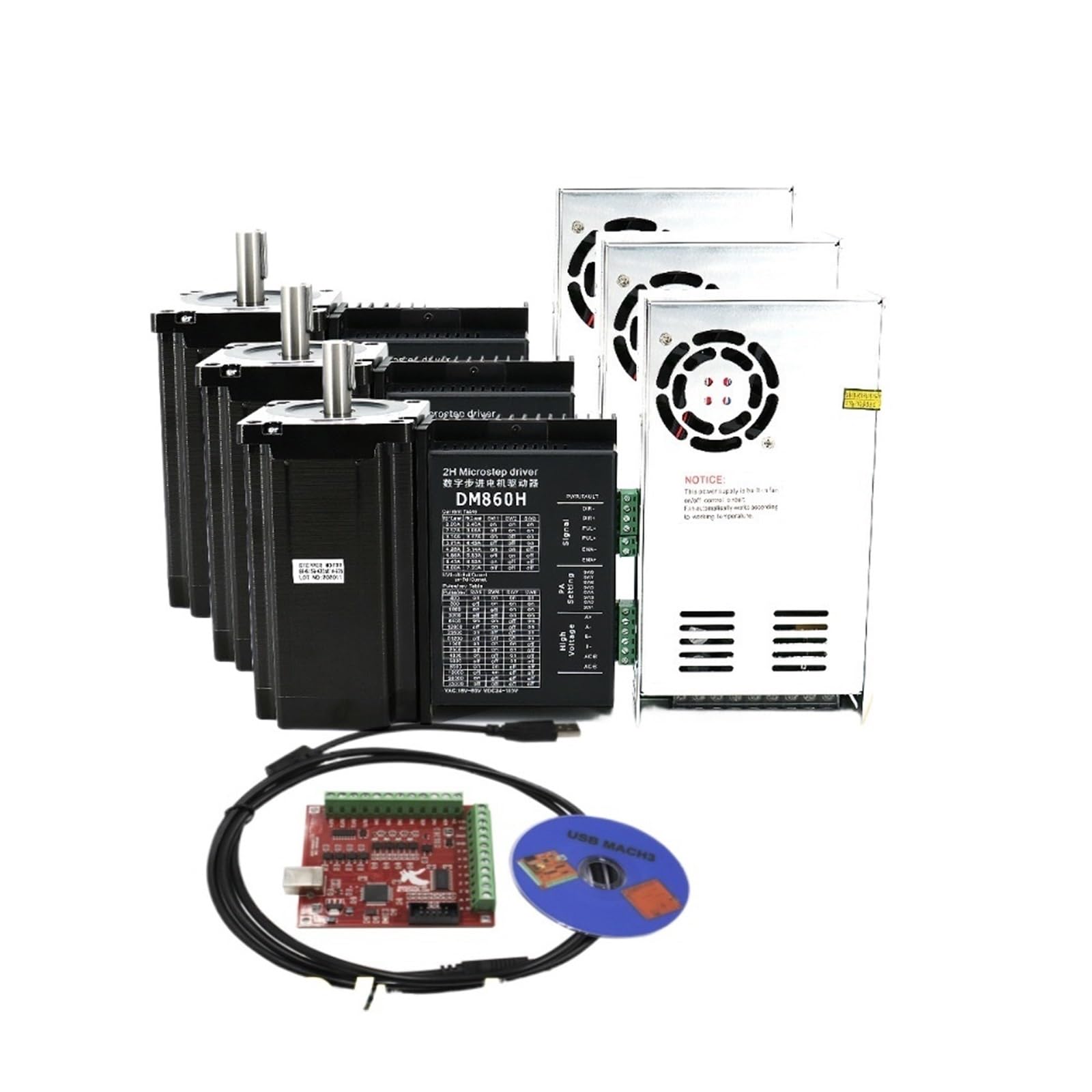 Nema34 Schrittmotor 3 Kit 4,5 Nm 8,5 Nm 12 Nm Schrittmotor + DM860H Schrittmotortreiber + 400 W 60 V Netzteil + Software(12Nm DM860H) von BEOTTO