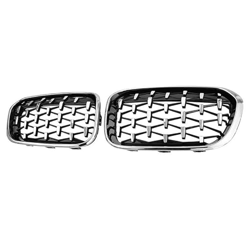 BEPHON Kohlefaser-Auto-Frontgrill Für 1er F20 F21 2015-2017 Auto Frontstoßstangengitter Renngrill Nierengrill Silber Kühlergrill(All Silver) von BEPHON