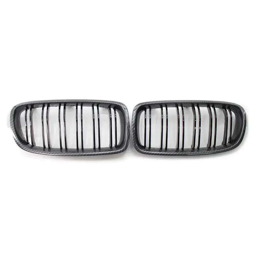 BEPHON Kohlefaser-Auto-Frontgrill Für 3er F30 F35 2012-2018 Auto Kühlergrill Racing Fr&on&t Sport Grill Glanz Schwarz Doppel Lamellen Nieren Kühlergrill(Carbon Look) von BEPHON