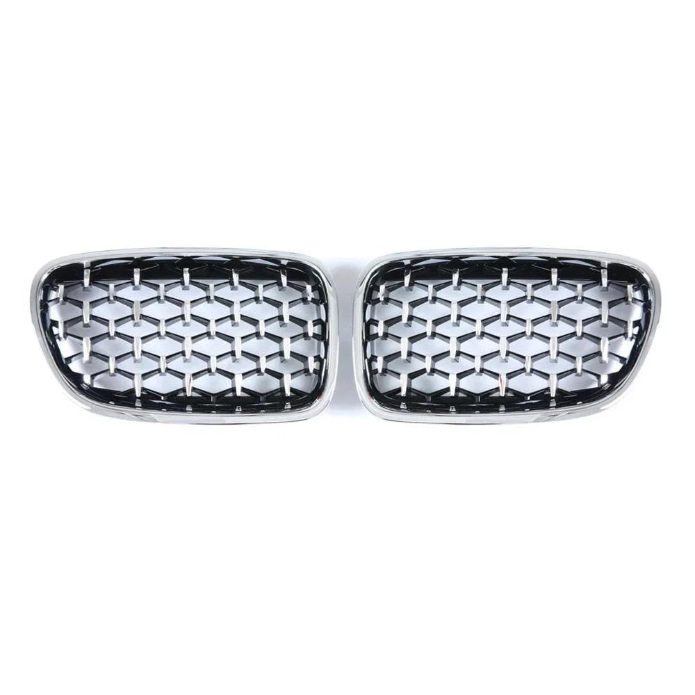 BEPHON Kohlefaser-Auto-Frontgrill Für 5 Series GT F07 528i 535i 550i 2009-2017 Autogrill Frontstoßstange Nierengitter Grille Auto Styling Renngrills(All Silver) von BEPHON