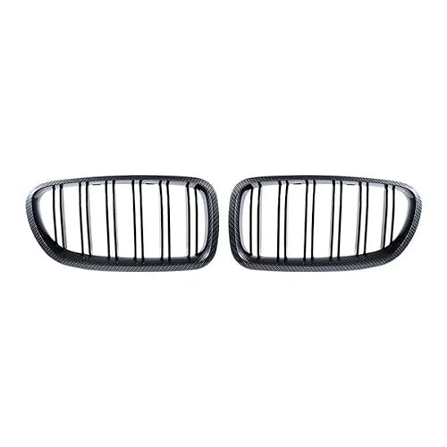 BEPHON Kohlefaser-Auto-Frontgrill Für 5er F10 F11 F18 520d 530d 540i 2010-2017 Ersatzteil Auto glänzend schwarz Nierengrill Doppellamellen Renngrill(Carbon Look) von BEPHON