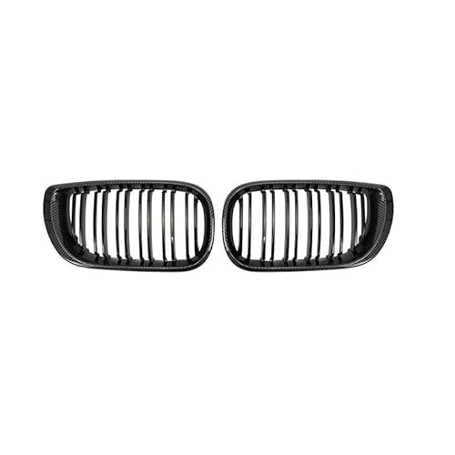 BEPHON Kohlefaser-Auto-Frontgrill Für E46 3er-Serie 2002–2005, 4-türig, schwarz glänzend, Dual Line Carbon Fiber Nierengrill, Rennsportgrill, Auto-Frontstoßstangengitter(Carbon Fiber) von BEPHON