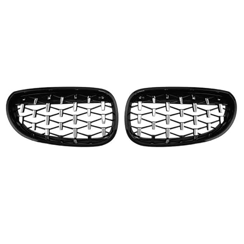 BEPHON Kohlefaser-Auto-Frontgrill Für E60 E61 550i 535i 2004-2009 Gitter Auto Frontstoßstangengrill Nieren-Renngrill Schwarzer Rahmen Silber Grills(Black Silver) von BEPHON