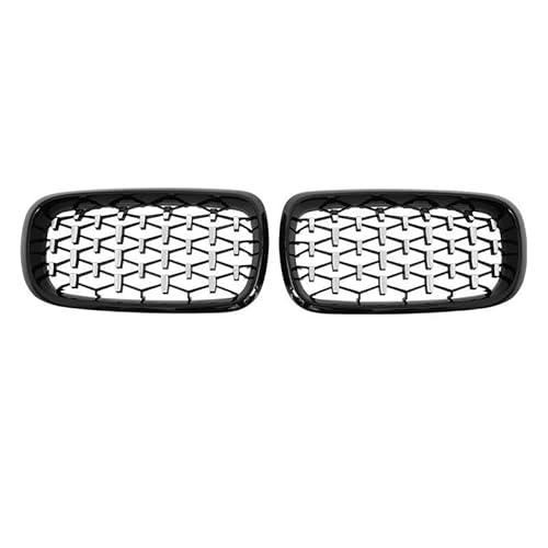 BEPHON Kohlefaser-Auto-Frontgrill Für F15 X5 F16 X6 2014-2017 Auto ABS Kühlergrill Zubehör Auto Fr&on&t Hood Nierengrill Stoßstange Schwarz Silber Racing Grill(Black Silver) von BEPHON