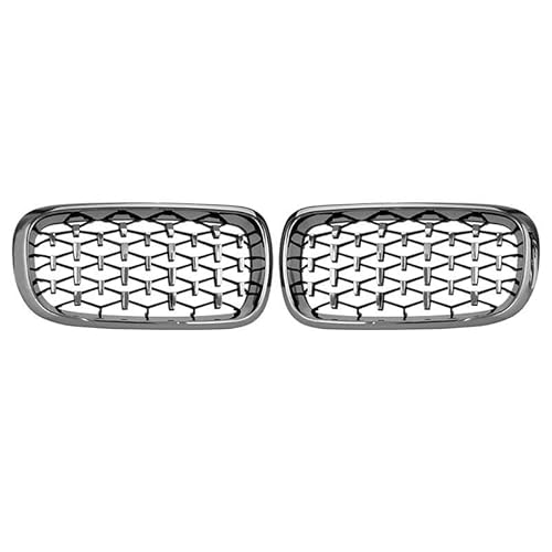 BEPHON Kohlefaser-Auto-Frontgrill Für F15 X5 F16 X6 2014-2017 Auto ABS Kühlergrill Zubehör Auto Fr&on&t Hood Nierengrill Stoßstange Schwarz Silber Racing Grill(Full Silver) von BEPHON